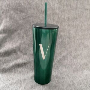 Green Tumbler with Straw